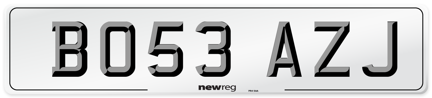 BO53 AZJ Number Plate from New Reg